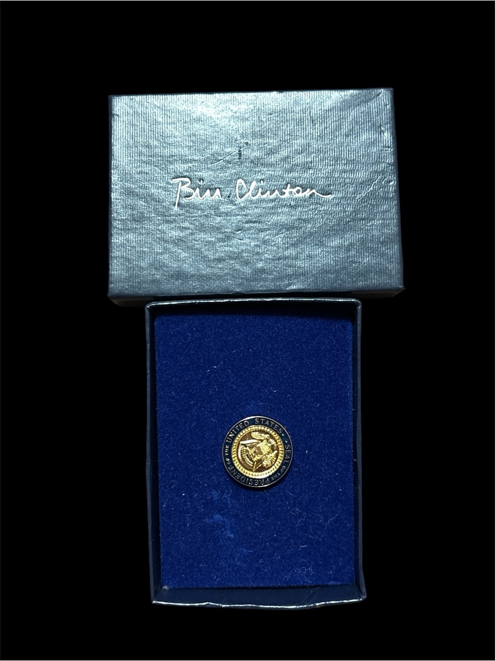Gold Tone US Seal Lapel Pin - Blue Presentation Box